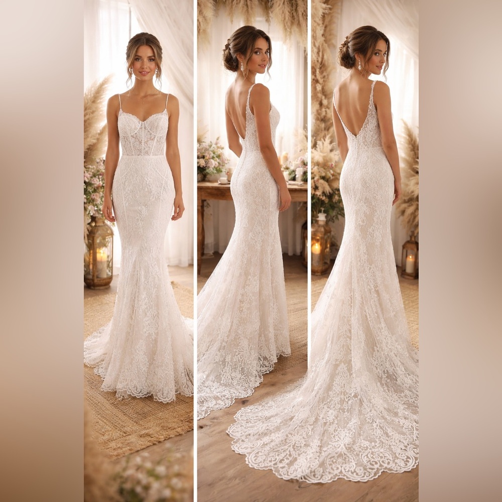 2. Lace Fitted Mermaid Wedding Gown in Ivory